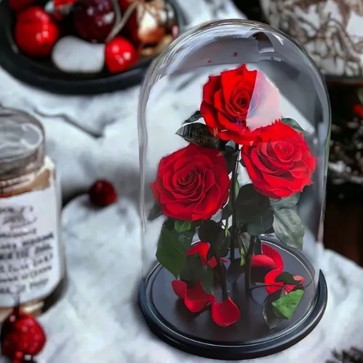 Луксозна вечна роза в стъкленица Beauty Roses, Червен