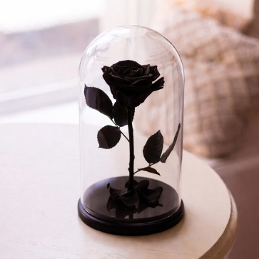 Composition in Glass Beauty Rose Black "Вечна Роза"
